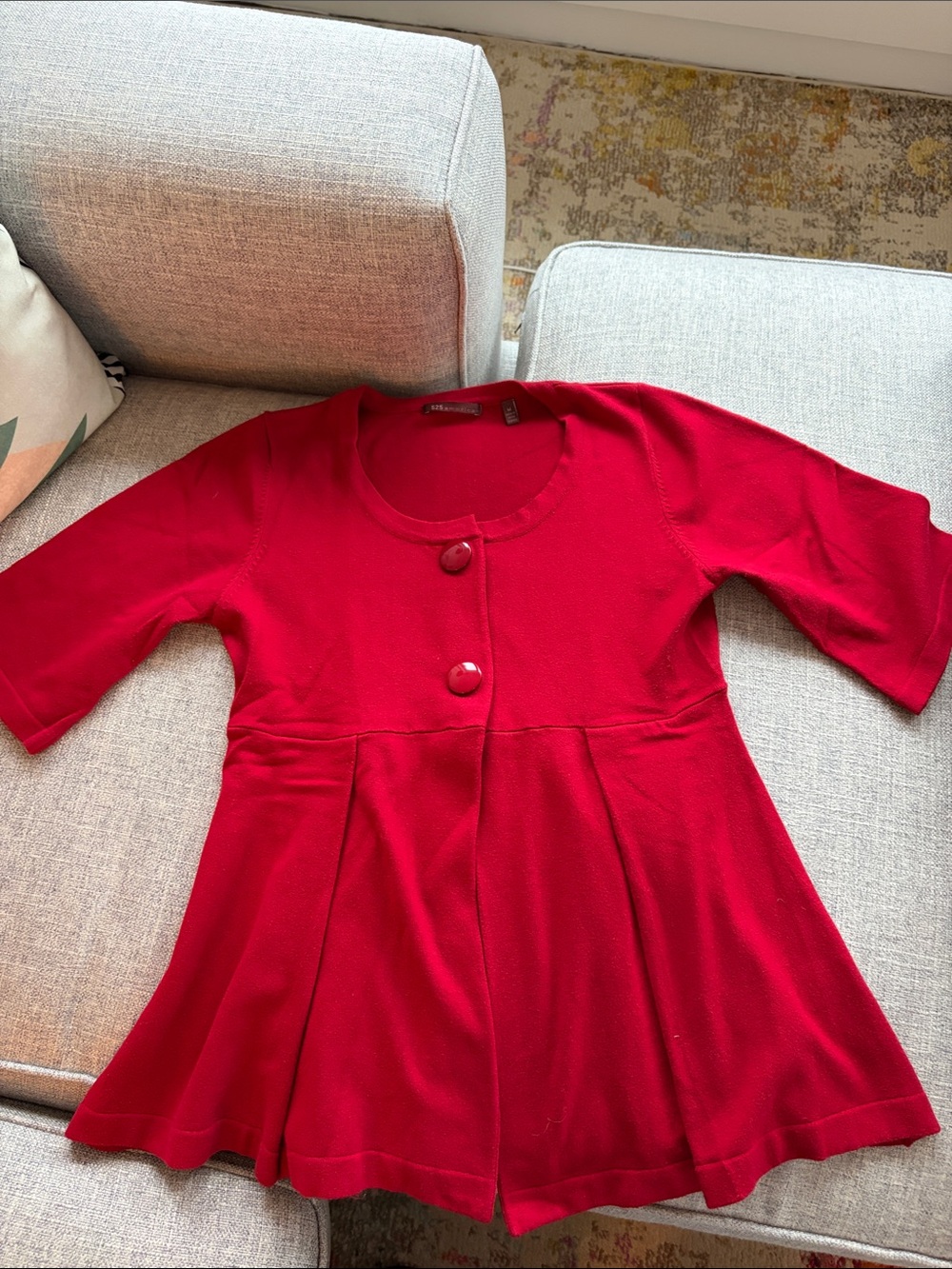 525 America red snap front button cardigan m medium
